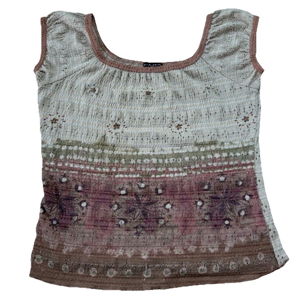 Y2K Sleeveless Top Women’s Medium Boho Fairy Grunge Tee FANG Hippie Made In USA